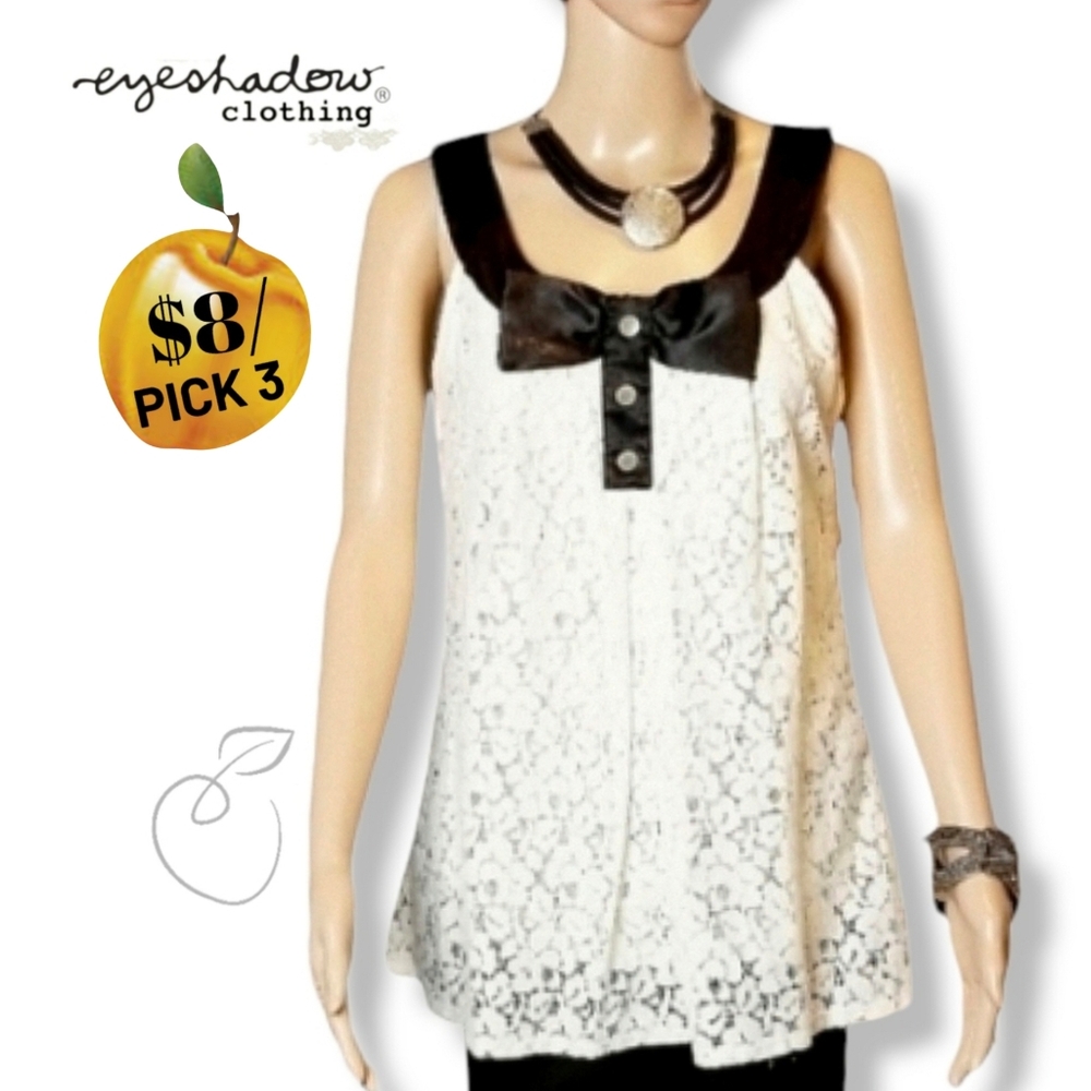 EYESHADOW LACE & SATIN TANK TOP SZ M